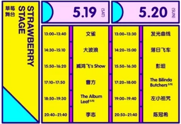 2018成都草莓音乐节明星阵容名单+演出时间表 2018成都草莓音乐节明星阵容名单+演出时间表