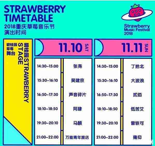 重庆草莓音乐节2018阵容+时间表 重庆草莓音乐节2018地点+交通