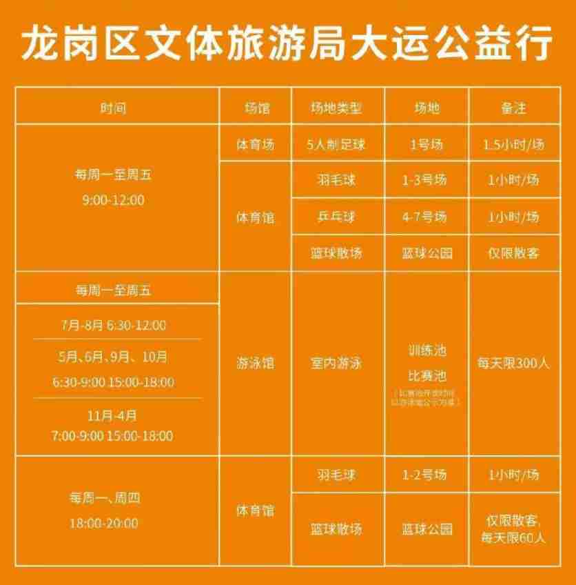 深圳大运中心体育馆免费开放时间一览表 深圳大运中心体育馆免费开放时间一览表