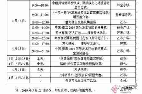 2019最新云南各地泼水节时间表 2019最新云南各地泼水节时间表