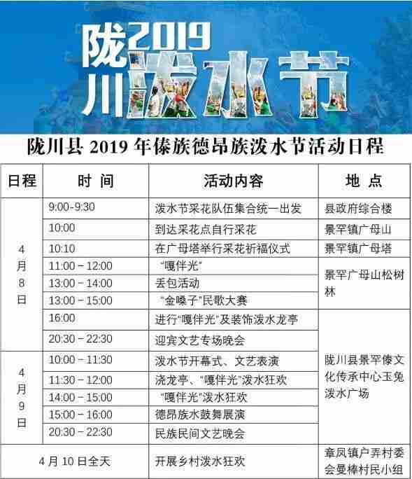2019最新云南各地泼水节时间表 2019最新云南各地泼水节时间表