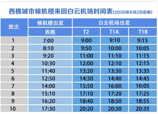 2021佛山城市候机楼发车时刻表 2021佛山城市候机楼发车时刻表