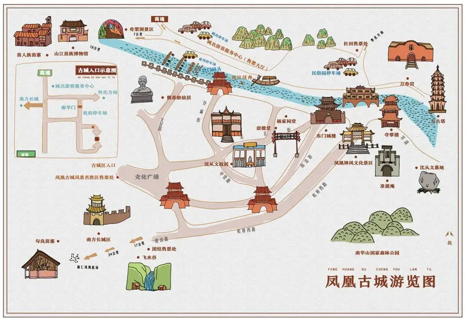 凤凰古城在湖南哪个市，位于湖南省湘西土家族苗族自治州凤凰县沱江镇
