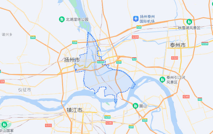 广陵是现在江苏省的哪个地方，扬州市主城区（可追溯到公元前486年）