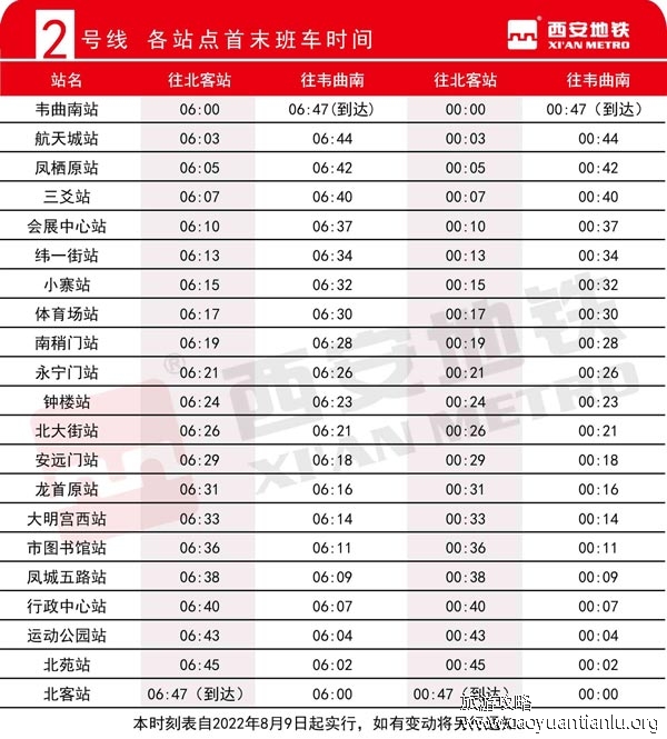 2022西安地铁首末班时间一览表，成都地铁几点开始到几点结束