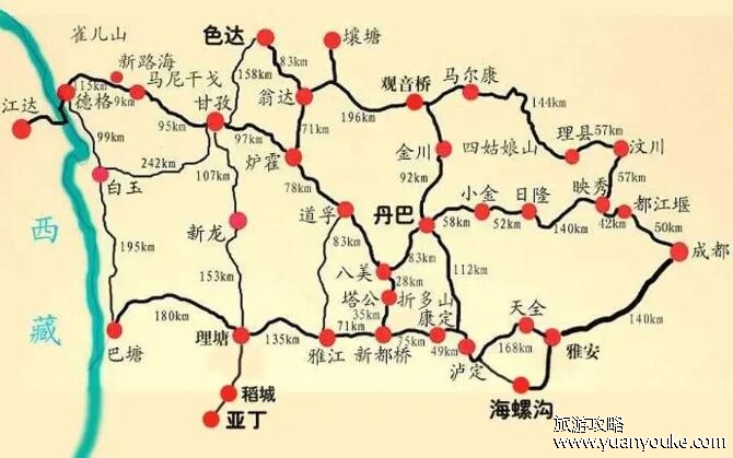 川西自驾游最佳线路图，18条自驾游最佳路线(建议收藏)