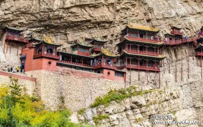 悬空寺在山西什么地方？山西省大同市浑源县恒山(建立于悬崖之上)
