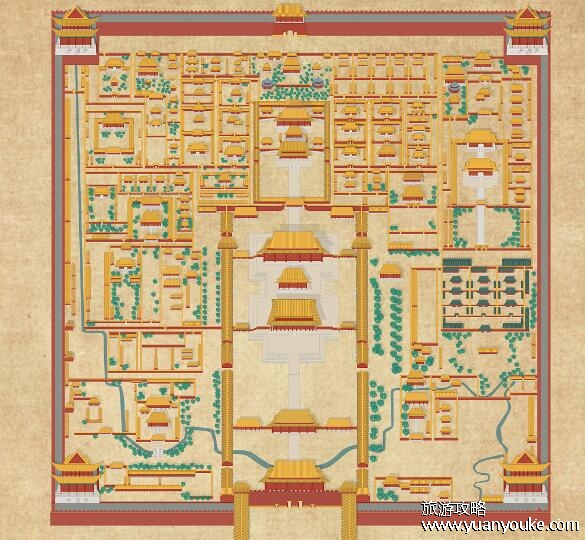 故宫参观路线图，7条路线任你选择(半日游一日游路线都有)