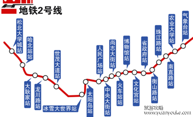 哈尔滨地铁线路图，3条地铁路线运营时间以及站点