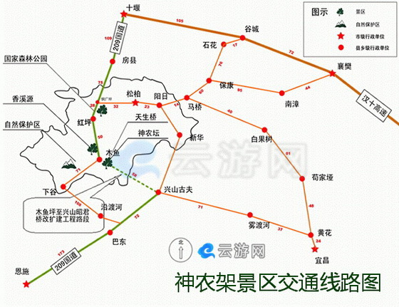 神农架景区交通线路图