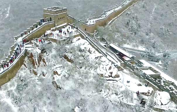 冬天旅游：八达岭长城雪景